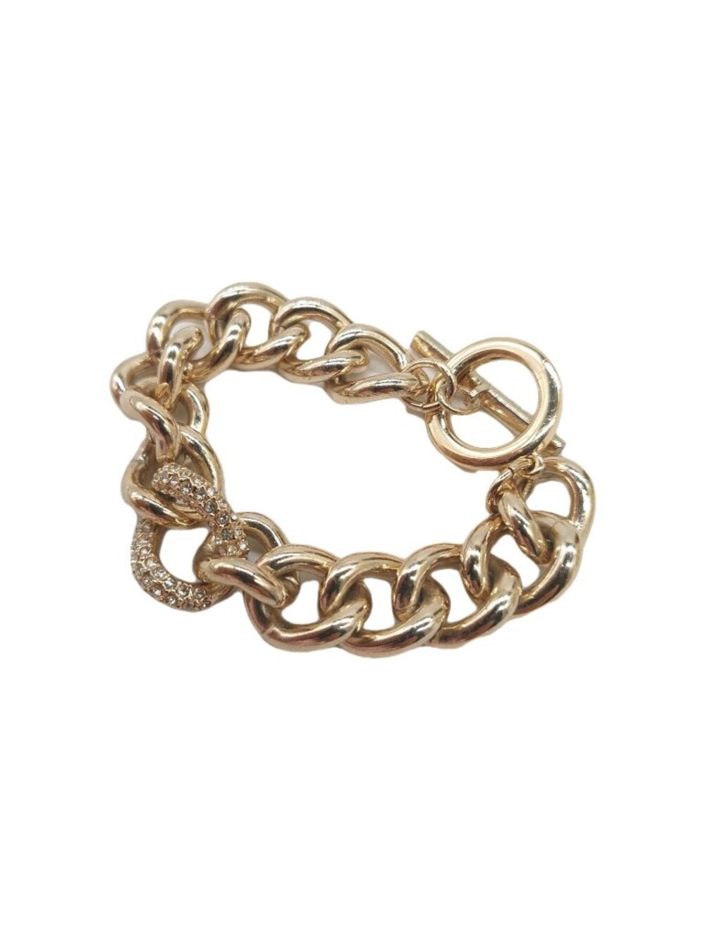 Victoria's Secret Bracelet Gold Tone Curb Chain Rhinestone Fashion